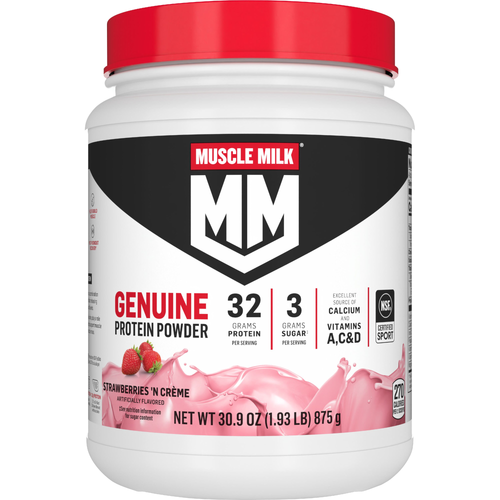 Muscle Milk Genuine Protein Powder Strawberries 'n Crème Artificially Flavored - 30.9 Ounce