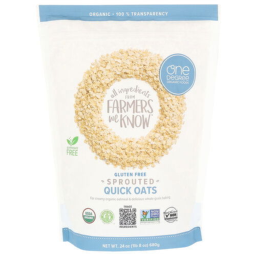 One Degree Organic Foods Gluten Free Sprouted Quick Oats - 24 Ounce