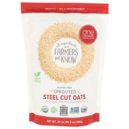 One Degree Organic Foods Gluten Free Sprouted Steel Cut Oats - 24 Ounce
