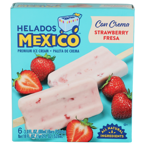 Helados Mexico Strawberry Fresa Premium Ice Cream - 3 Fluid Ounce - 6 Count
