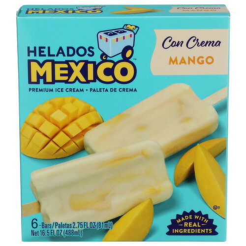 Helados Mexico Mango Premium Fruit Ice Cream Bars - 2.75 Fluid Ounce - 6 Count Image 1 of 4