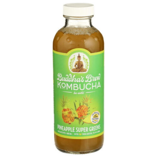 BUDDHA's Brew Buddhas Kombucha Pineapple Super Greens - 16 Fluid Ounce