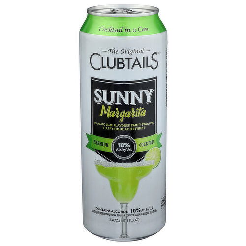 Clubtails Cocktail, Sunny Margarita, Premium - 24 Ounce