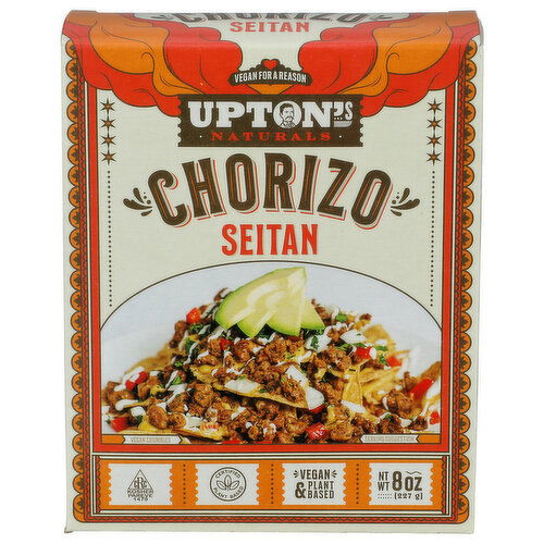 UPTON'S NATURALS Chorizo Ground Seitan Flavored Wheat-Based Meat Alternative - 8 Ounce