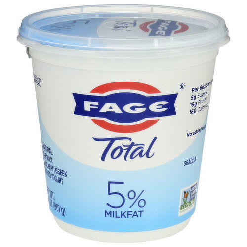 Fage Total 5% Milkfat Plain Greek Strained Yogurt - 32 Ounce
