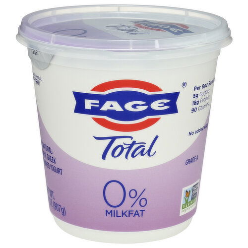 Fage Total Plain 0% Milkfat Nonfat Greek Strained Yogurt - 32 Ounce