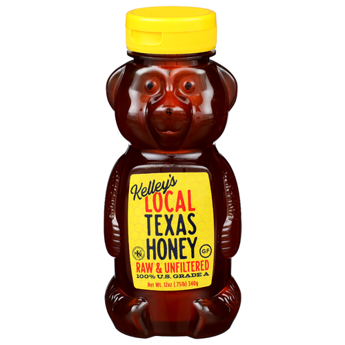 Kelley's Raw And Unfiltered Local Texas Honey Bear - 12 Fluid Ounce