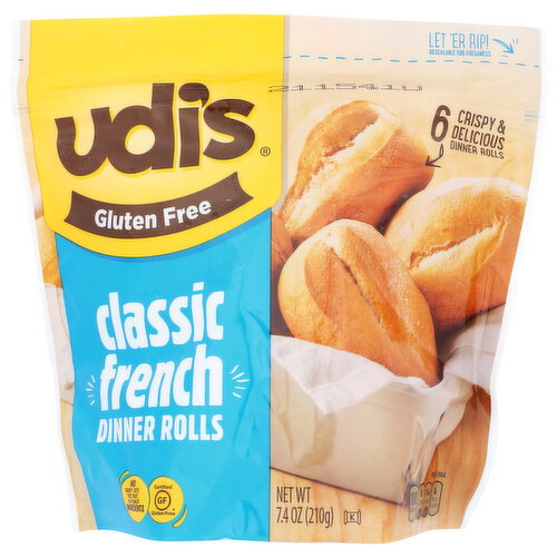 udi's Gluten Free Classic French Dinner Roll - 1.233 Ounce - 6 Count Image 1 of 4