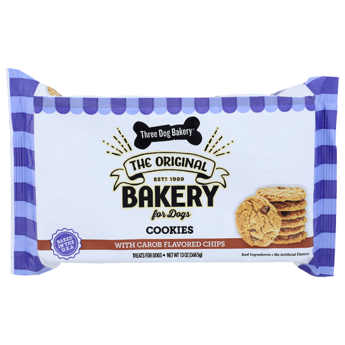 Three Dog Bakery With Carob Flavored Chips Cookies - 13 Ounce