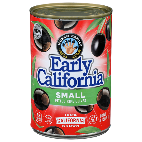 Musco Family Early California Sea Salt Small Pitted Ripe Olives - 6 Ounce