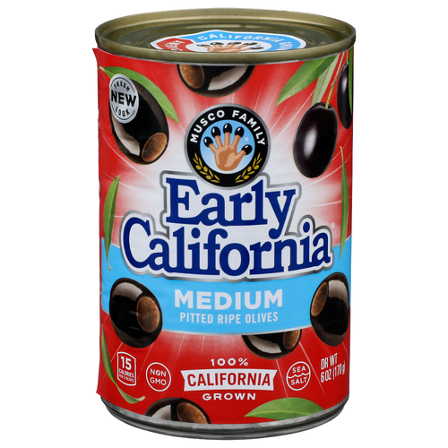 Musco Family Early California Medium Pitted Ripe Olives - 6 Ounce