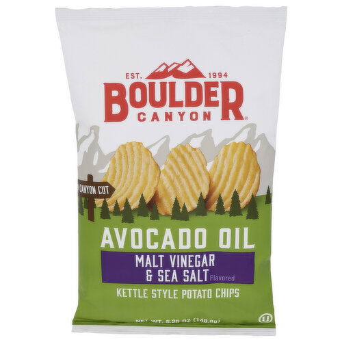 Boulder Canyon Malt Vinegar Sea Salt Kettle Chips Avocado Oil Avacado Vinegar & Sea - 5.25 Ounce