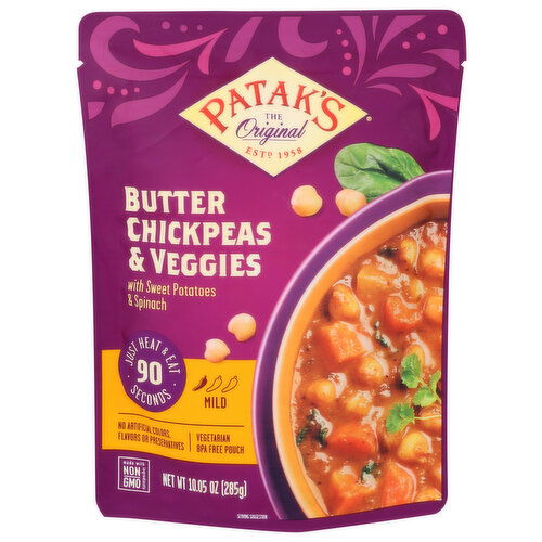 Patak's Butter Chickpeas & Veggies With Sweet Potatoes & Spinach - 10.05 Ounce