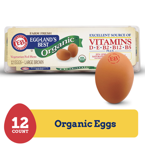Eggland's Best 100% Usda Organic Certified Large Brown Eggs - 2 Ounce - 12 Count Image 1 of 3