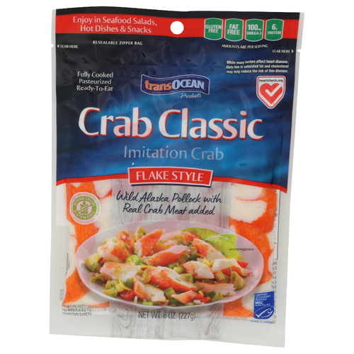 TRANS-OCEAN PRODUCTS Crab Classic Flake Style Imitation - 8 Ounce