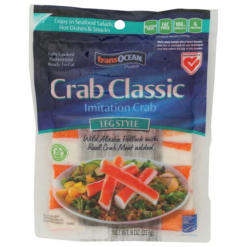 TRANS-OCEAN PRODUCTS Crab Classic Leg Style Imitation - 8 Ounce