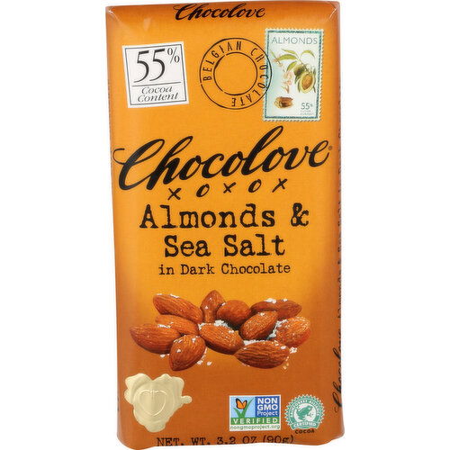 Chocolove Bar Almonds & Sea Salt In Dark Chocolate - 3.2 Ounce