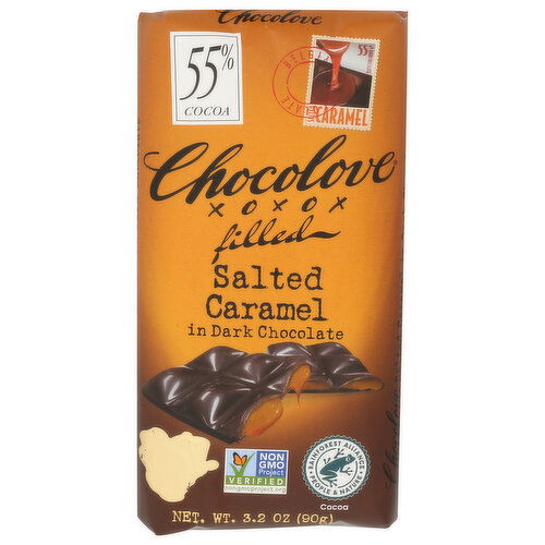 Chocolove Chocolate Salted Caramel Formed Bar 55% Cocoa Dark - 3.2 Ounce