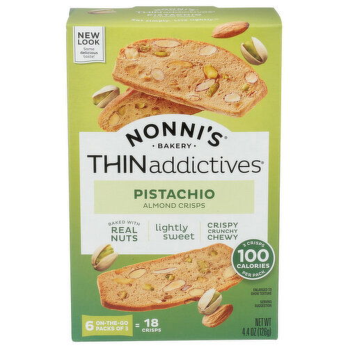 NONNI's Thinaddictives Pistachio Almond Thins Cookies - 0.244 Ounce - 18 Count