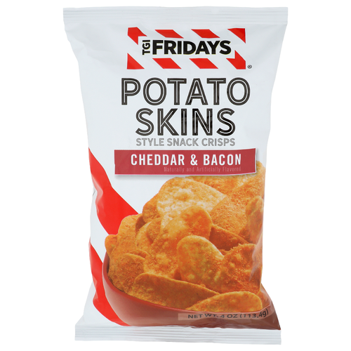 Tgi Fridays Cheddar & Bacon Style Snack Crisps Potato Skins - 4 Ounce