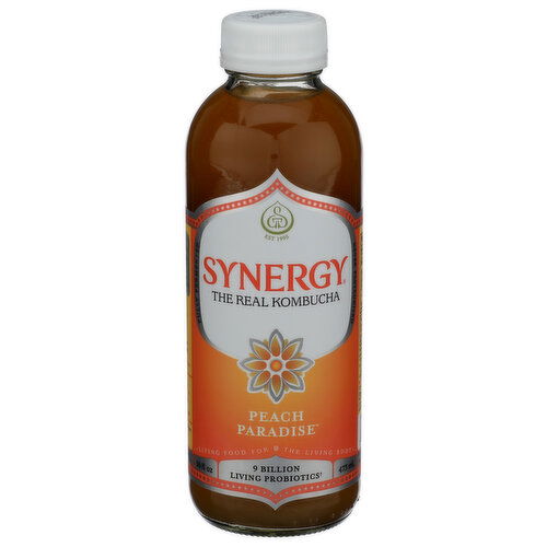 GT'S SYNERGY Peach Kombucha - 16 Fluid Ounce
