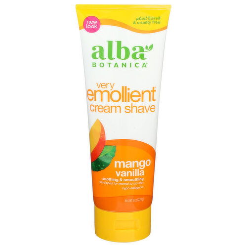 Alba Botanica Mango Vanilla Very Emollient Cream Shave Crm Shv-Mango - 8 Ounce