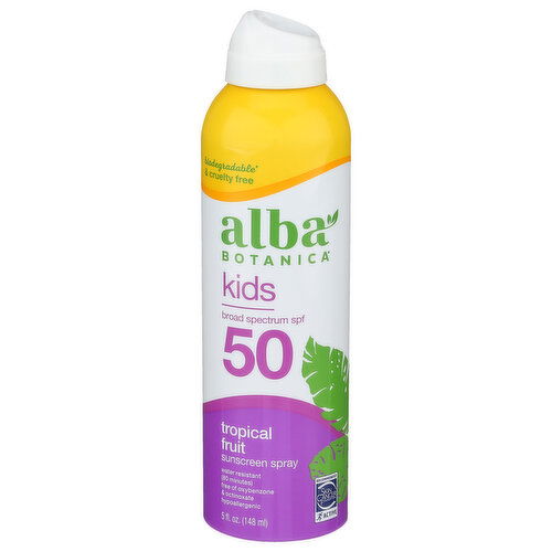 Alba Botanica Tropical Fruit Broad Spectrum Spf 50 Kids Sunscreen Ve Cont Spry Snscrn SPF50 - 6 Ounce