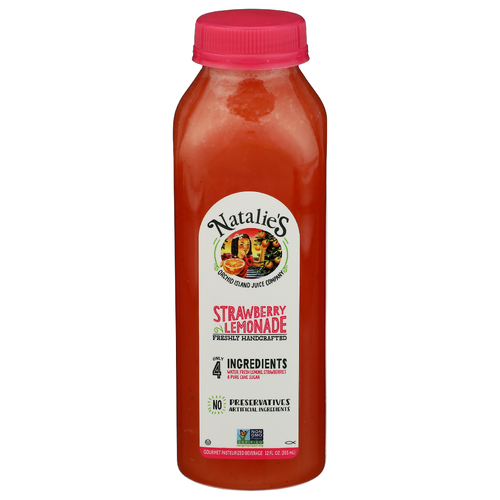 NATALIE'S ORCHID ISLAND JUICE COMPANY Water, Pure Can Sugar, Strawberry Puree & Lemon Lemonade - 12 Fluid Ounce