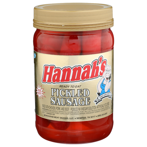 Hannah's Red Hot Pickled Sausage - 16 Ounce
