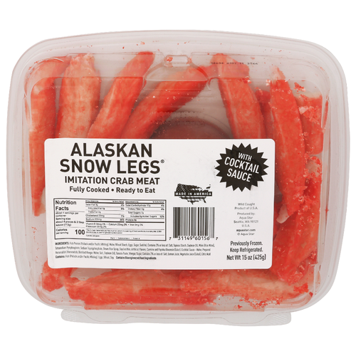 Aqua Star Imitation Alaskan Snow Crab Leg Meat With Cocktail Sauce - 15 Ounce