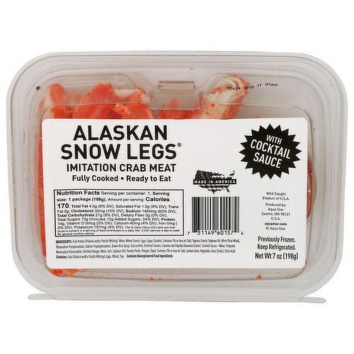 Aqua Star Imitation Alaskan Snow Crab Legs With Cocktail Sauce - 7 Ounce