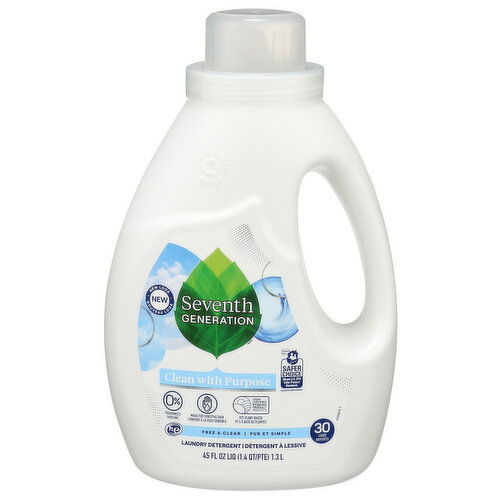 Seventh Generation Free + Clear High Efficiency Non Concentrated Liquid Laundry - 1.5 Fluid Ounce - 30 Count