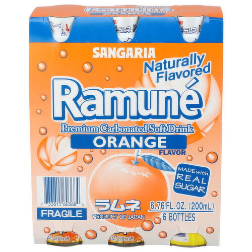 Sangaria Ramune Orange - 6.76 Fluid Ounce - 6 Count