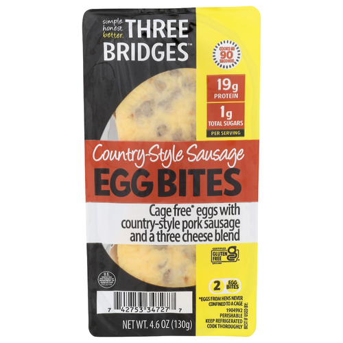 Three Bridges Country-Style Sausage Egg Bites - 2.3 Ounce - 2 Count
