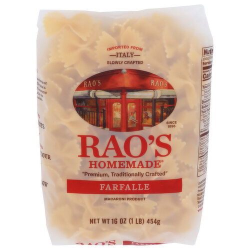RAO'S HOMEMADE Farfalle Short Pasta - 16 Ounce