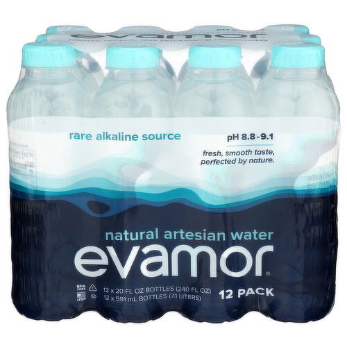 Evamor Artesian Alkaline Water - 20 Fluid Ounce - 12 Count