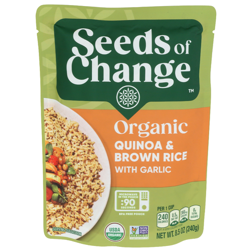 Seeds Of Change Quinoa Brown Rice Wgarlic Ready To Heat Rice & Wgarlic And - 8.5 Ounce