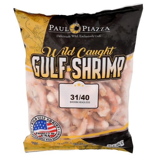 Paul Piazza 31/40 Brown Headless Gulf Shrimp 3140 - 5 Pound