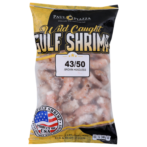 BROOKSHIRE'S Paul Piazza Shrimp, Brown, Gulf, Wild Caught, Headless - 2 Pound