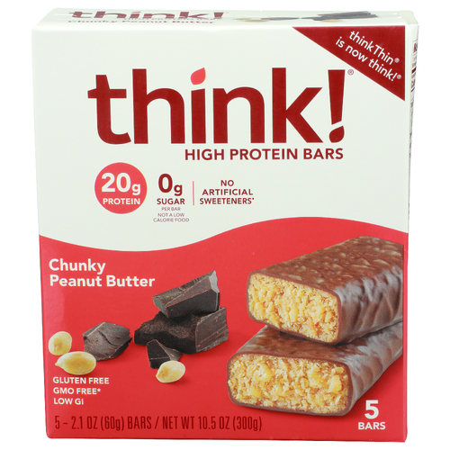 Think! Chunky Peanut Butter High Protein Bars - 2.1 Ounce - 5 Count