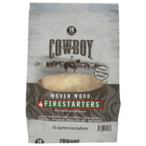 COWBOY 6x18ct Woven Wood Firestarters Cs - 18 Count