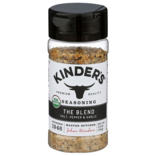 KINDER'S The Blend John’s Special Recipe Of Salt, Cracked Pepper, And Crunchy Chunks Garlic Organic Seasoning - 3.5 Ounce