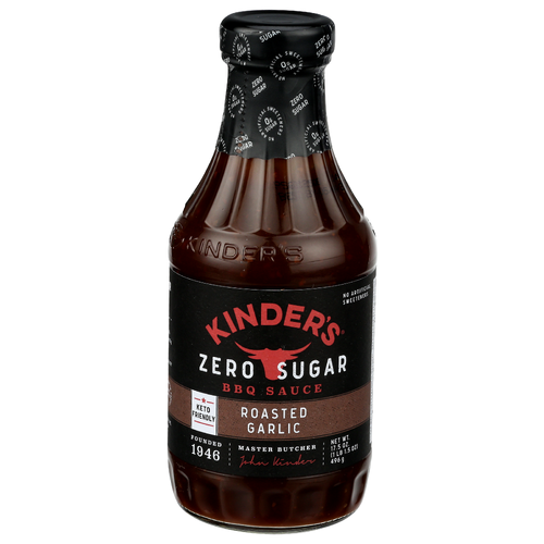Kinder's Our Original Bold Flavor, But With Chunks Of Rich Roasted Garlic And No Sugar. Sauce Zero BBQ - 17.5 Ounce