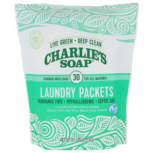 Charlie's Soap Fragrance Free Laundry Packets - 0.037 Pound - 30 Count