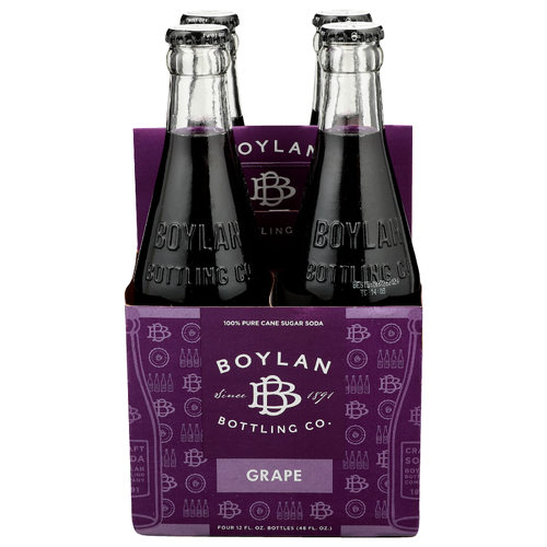 Boylan Grape Bottling Co. Cane Sugar Soda - 12 Fluid Ounce - 4 Count