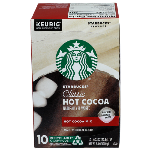 Starbucks Classic Hot Cocoa Keurig Genuine K-Cup Pods Mix - 0.073 Ounce - 10 Count