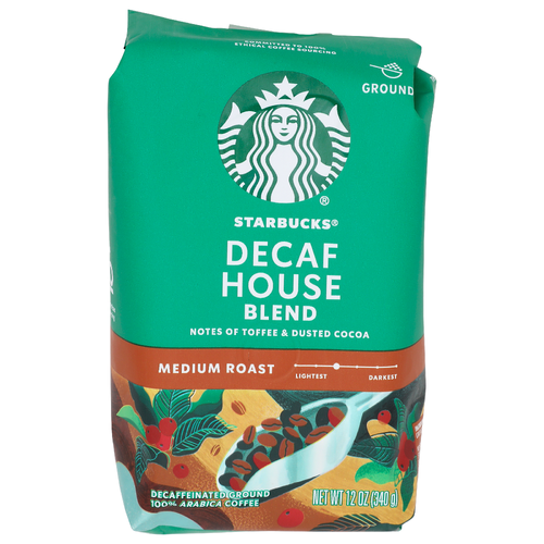 Starbucks Medium Roast Notes Of Toffee & Dusted Cocoa Decaf House Blend - 12 Ounce