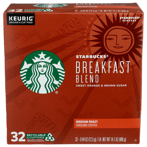 Starbucks Medium Roast Breakfast Blend k Cuppods - 0.014 Ounce - 32 Count