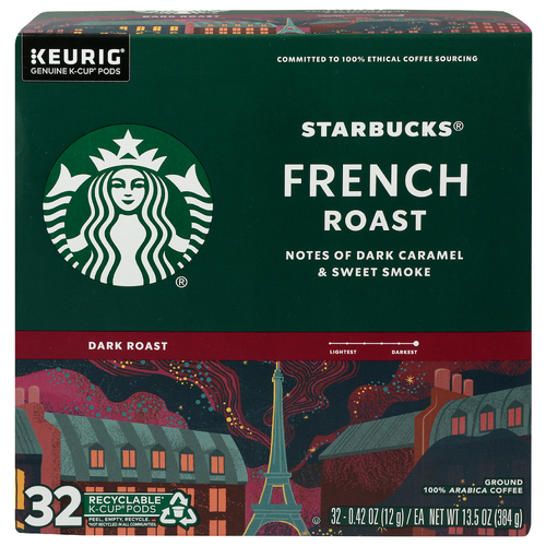 Starbucks French Roast Dark Keurig Genuine K-Cup Pods Ground 100% Arabica Coffee - 0.013 Ounce - 32 Count