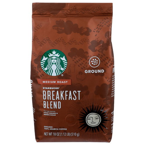 Starbucks Medium Roast Ground Coffee Breakfast Blend - 18 Ounce